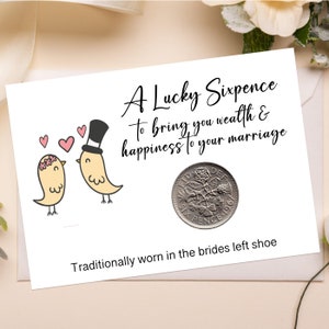 Lucky Sixpence Something Old, Something New, Something Borrowed, Something Blue & A Sixpence In Her Shoe, Wedding Gift, Brides Gift