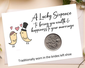 Lucky Sixpence Something Old, Something New, Something Borrowed, Something Blue & A Sixpence In Her Shoe, Wedding Gift, Brides Gift