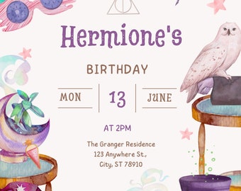 HP Witch Girly Magical Birthday Party Invite