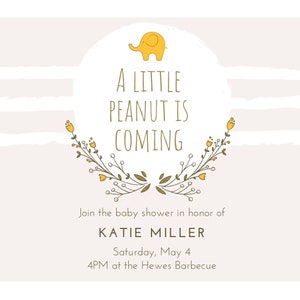 A Little Peanut is Coming Baby Shower Invitation for baby girl Invite|Printable Girls Baby Shower Invitation Template