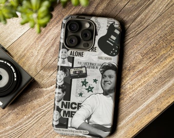 Niall Horan Nero Bianco Collage Custodia per telefono Estetica Vintage iPhone 15 14 13 12 11 Pro Max 8 Plus X, Samsung Galaxy S24 S23 S22 S20 Ultra