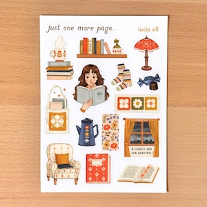 Foglio di adesivi - Solo un'altra pagina / Bookworm Cozy Bullet Journal & Planner Decor