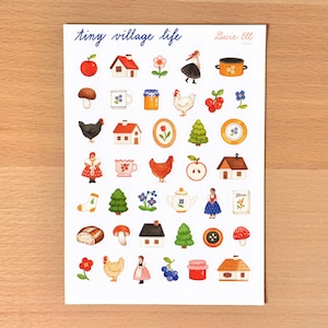 Stickervel - Tiny Village Life | Leuke Slavische decoratie voor Bullet Journal en planner
