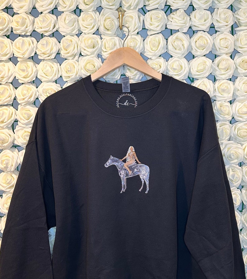 Beyoncé Renaissance Horse Embroidered Tee, Crewneck, or Hoodie - Black ...