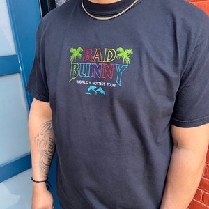 Bad Bunny World&#39;s Hottest Tour Embroidered Tshirt
