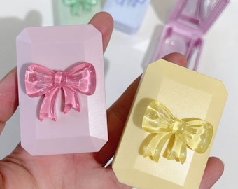 Mini Cute Contact Lens Case with Bow Design, Press-to-Open, Portable