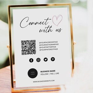 Social Media Sign Template, DIY Follow Us On Social Media, Small Business Sign Canva Template, Social Media Business Sign, Hashtag