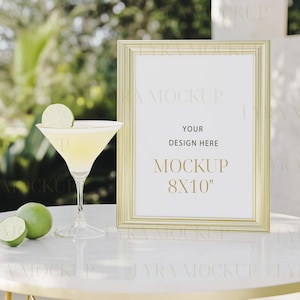 8x10 Margarita Bar Menü Schild Mockup, Party Mockup, PSD Rahmen Schild Mockup, Hochzeit Getränke Schild Mockup, 8x10 Dusche Cocktailkarte Mockup PSD