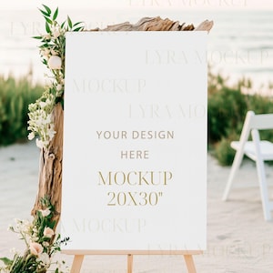 20x30&quot; Wedding Ceremony Sign Mockup, Easel Welcome Sign Stationery Mockup, PSD Frame Sign, Wedding Welcome Sign Mockup, Large Poster PSD