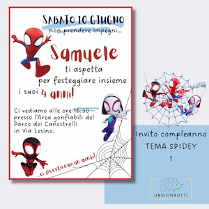 Invito digitale compleanno tema Spidey and his amazing friends, Locandina digitale compleanno Spidey, Invito whatsapp Spidey