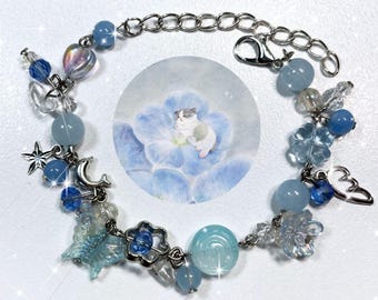 Pulsera de cristal de calcedonia hecha a mano – Joyería de piedras preciosas relajantes