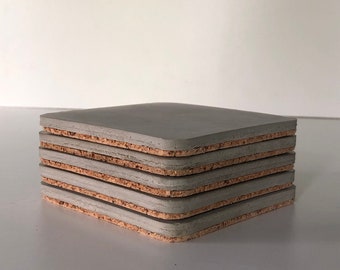 Set of 5 square polished concrete coasters