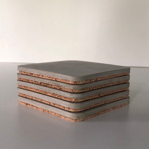 Set of 5 square polished concrete coasters