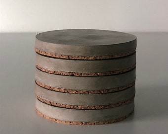 Set of 5 polished concrete coasters