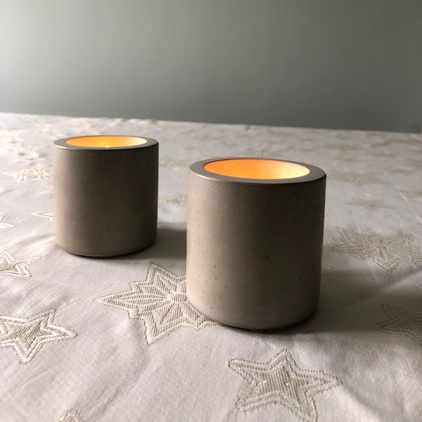 Polished concrete candle holders