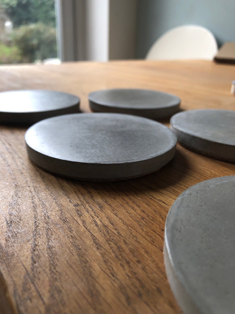 Set of polished concrete coasters Ash Grey