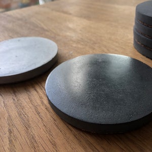 Set of polished concrete coasters Charcoal Black