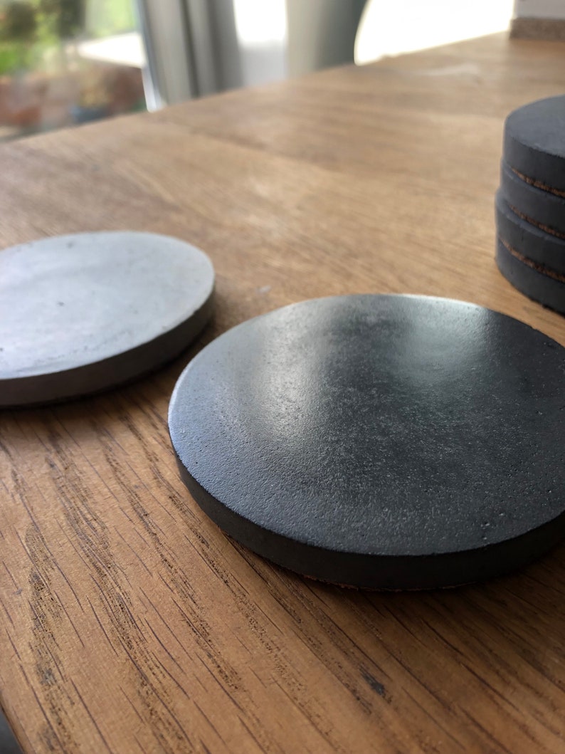 Set of polished concrete coasters Charcoal Black