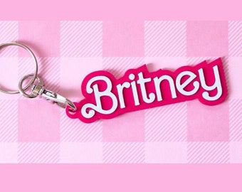 Personalized Name Keychain, Pink Party, Bag Charm, Bachelorette Party, Valentines Day Gift , Class Gift, Gift for her, Galentine Gift