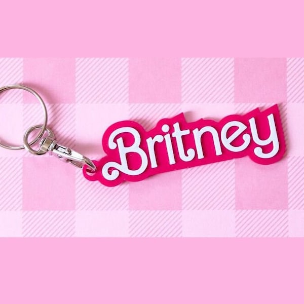 Personalized Name Keychain, Pink Party, Bag Charm, Bachelorette Party, Valentines Day Gift , Class Gift, Gift for her, Galentine Gift