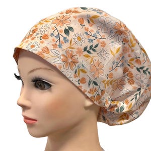 Spring Floral Euro Scrub Cap, Women’s Boho Euro Surgical Hat for Nurse, Scrub, Adjustable with Elastic Toggle