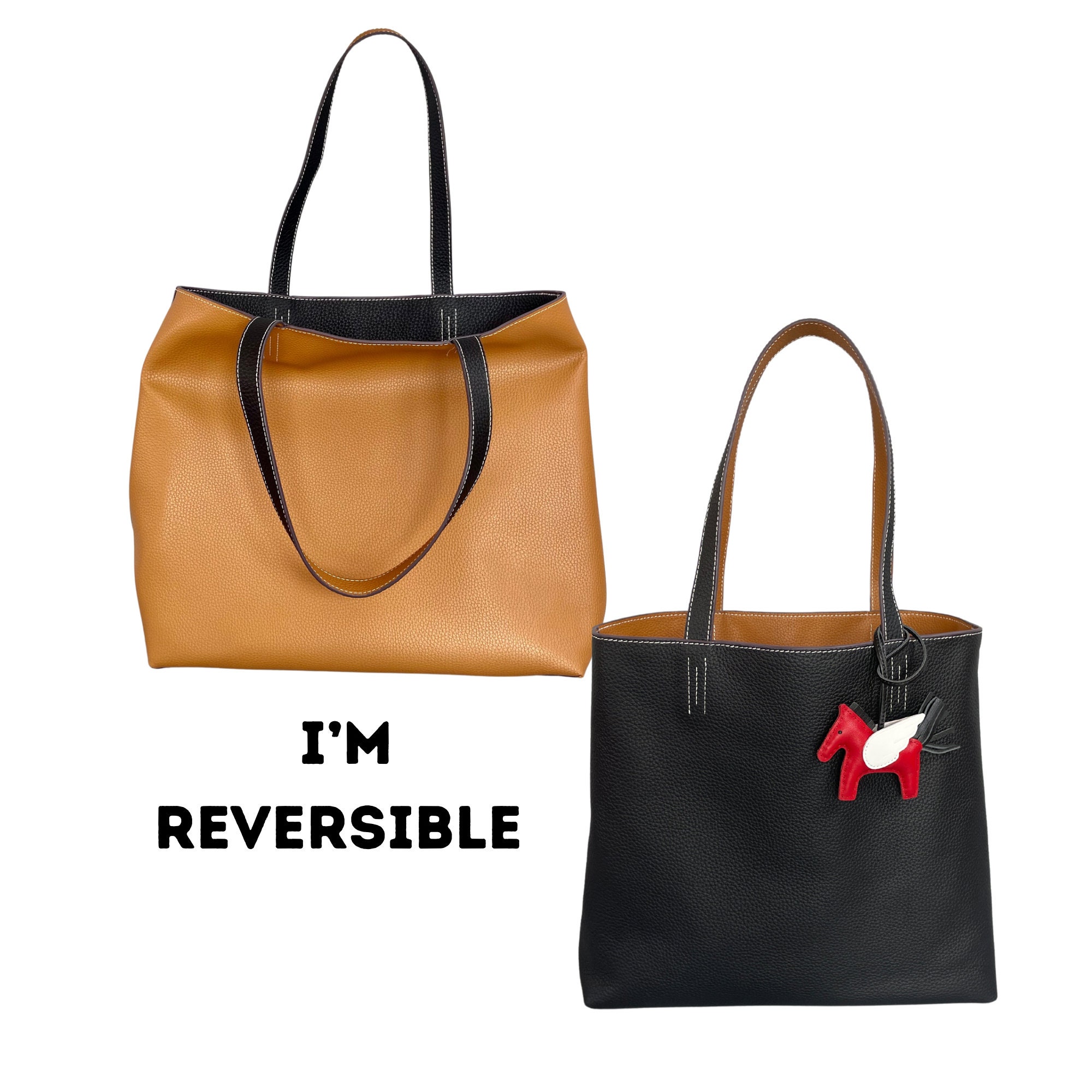 Buy Reversible Multicolour Full Leather Tote Online in India 
