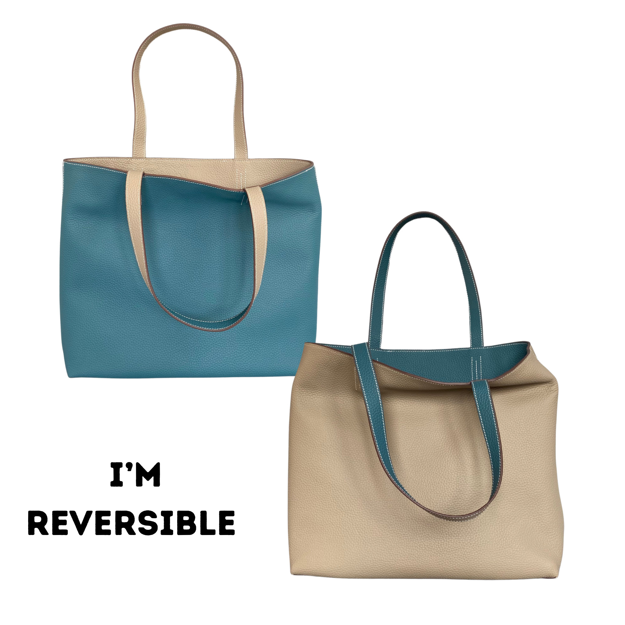 Buy Reversible Multicolour Full Leather Tote Online in India 