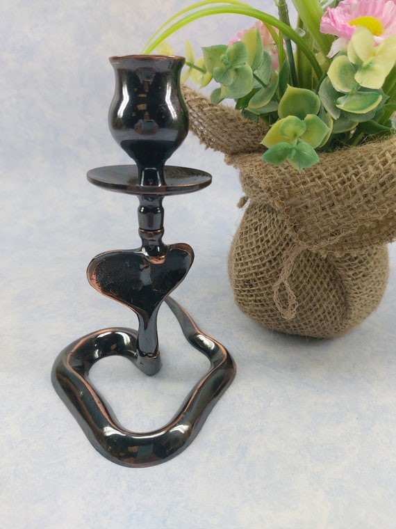 Brass Cobra Candlestick Antique Finish Etsy