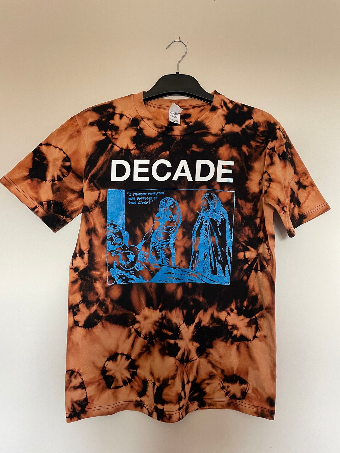 Custom One off DECADE Tie Dye Tshirt. Mens Size Medium. Reverse Tie