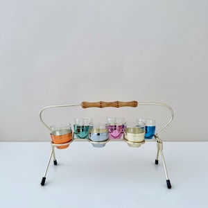 50s glasses set, shot glasses, colorful glasses, glass pastel, Rockabilly Germany