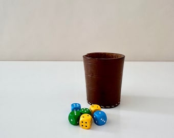 Vintage dice cup leather, puzzle cup