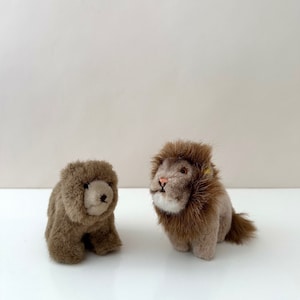 Steiff lion Leo, Steiff bear Browny, vintage plush toy, stuffed toy