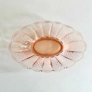 Art Deco glass bowl pastel pink, Rosalin tableware, 50s glass, gift
