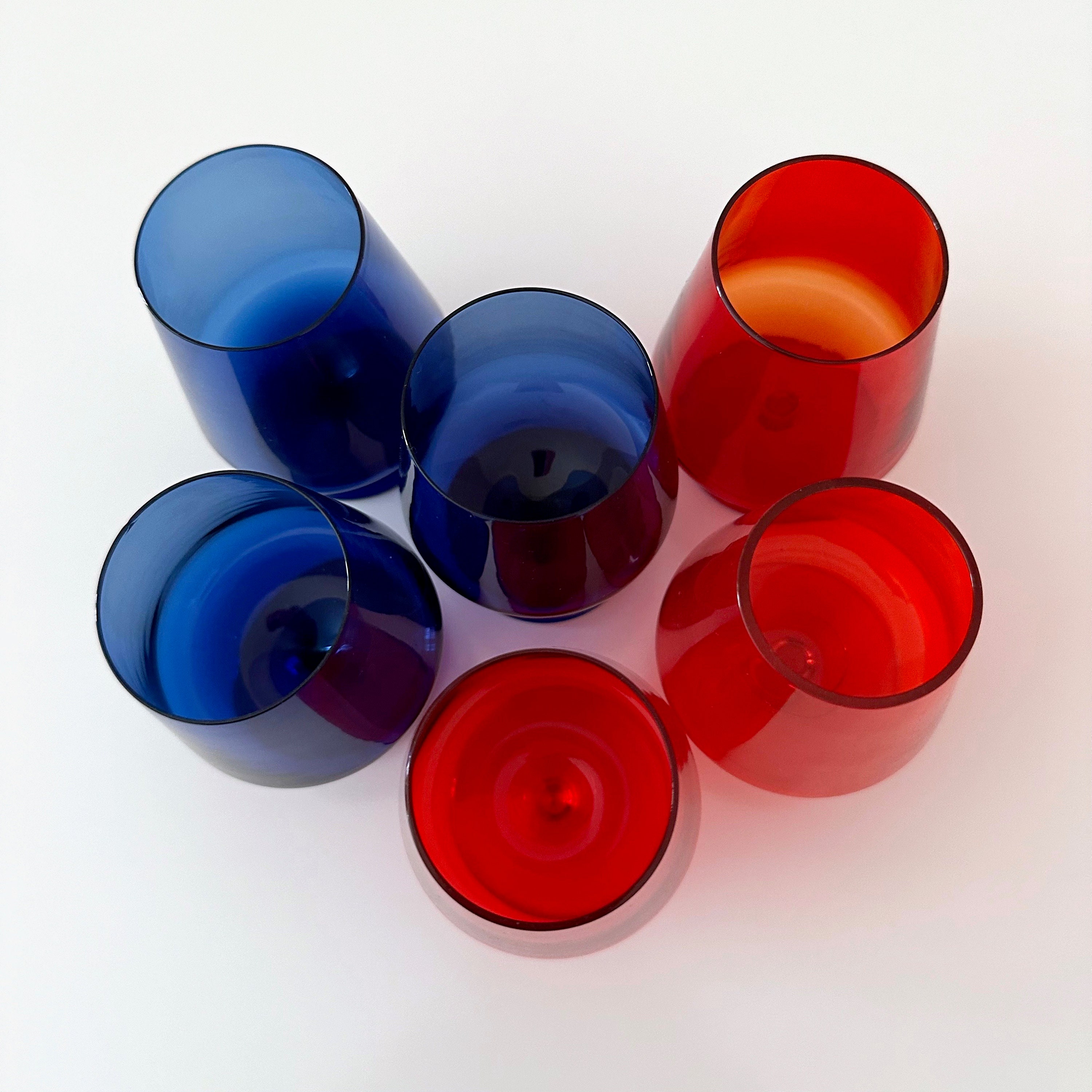 Lot De 6 Verres à Cognac Colorés - État Correct