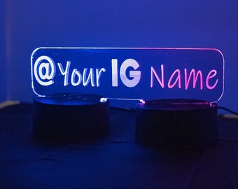 Personalized Dual Base Acrylic Sign | DUAL Base Bottom Lit LED | Vendor Booth Branding LED