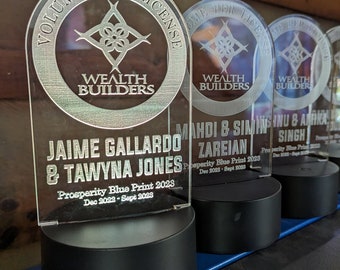 6" H x4" W LED Acrylic Trophy | Custom LED Award | Custom LED Plaque Award | Custom Award Plaque | Corporate Award