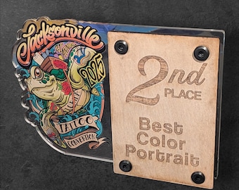 Staggered Layer Standing Plaque | Customized Acrylic Panel and Engraved Front Panel Plaque