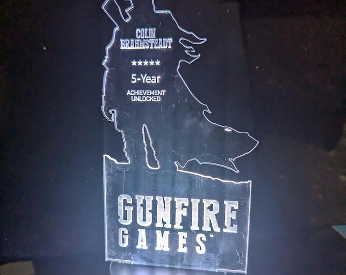 Featured listing image: Custom LED Acrylic Trophy | Unique Corporate Award | LED Custom Trophy | 6"x5" LED Plaque