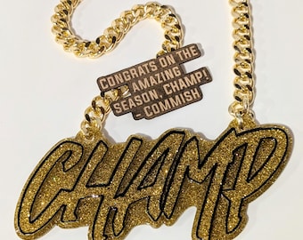 Champ Bling Pendant with Chain | Custom Big Pendant Sports Chain | Champ Turnover Chain