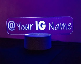 Social Media Handle LED Light Up Acrylic Sign | Instagram | Twitter | Tiktok | Snapchat | Single Base Bottom Lit LED | Branding LED