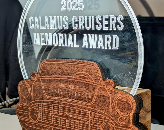 Featured listing image: Unique LED Plaque on Wood Base | Customized Acrylic Panel with Handcrafted and Engraved Base