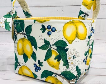 Lemon Fruit Fabric Storage Basket, Organizer, home decor
