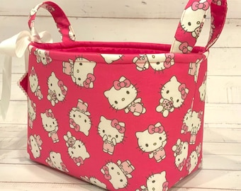 Hello Kitty Fabric Basket: Hot Pink Storage Bin, Home Decor