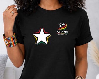 Maglietta Ghana per i Mondiali – Maglietta da calcio Black Stars, stile maglia da calcio, top per tifosi