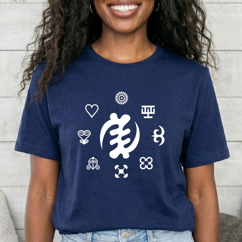 Camiseta Adinkra Circle, camiseta africana, camiseta de Ghana (Unisex) Navy