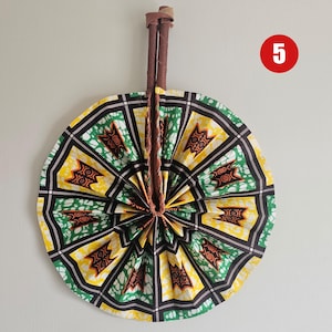 Ankara Fabric Folding Fan: African Print with Leather Handle