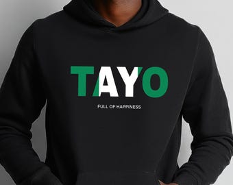 Sudadera con capucha personalizada con nombre nigeriano, ropa unisex personalizada
