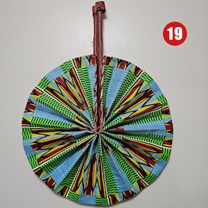 Ankara Folding Fan: African Print Fabric with Leather Handle