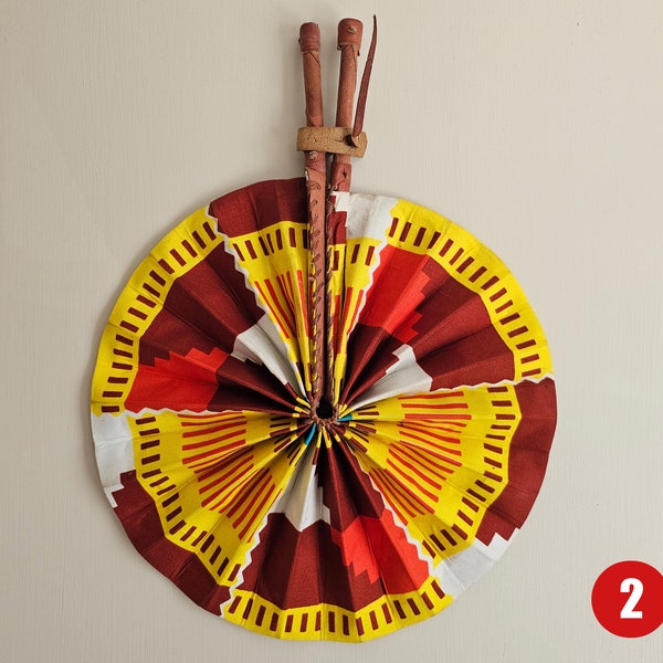 Ankara Fan, Summer Fan, African Print Fan, Leather Folding Fan, Ghanaian Fan