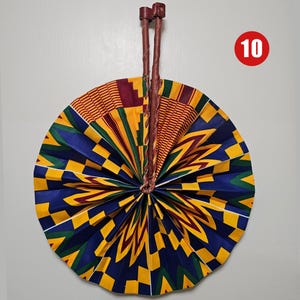 Handmade Ankara Fan: African Print Foldable Fan with Leather Handle